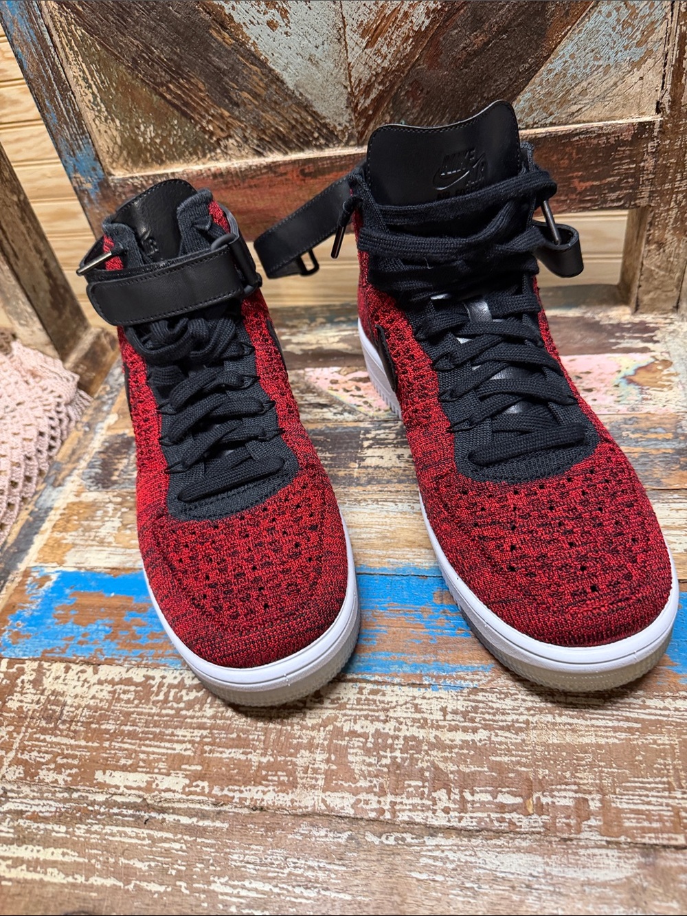 Nike Men’s Red and Black High-Top Sneakers Size 10